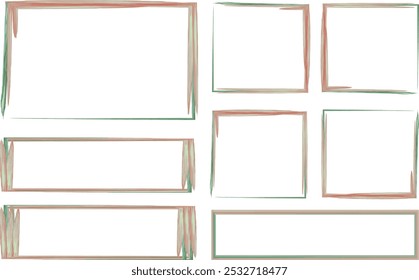 light red green watercolor frames set