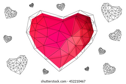 Light red heart isolated on white background. 