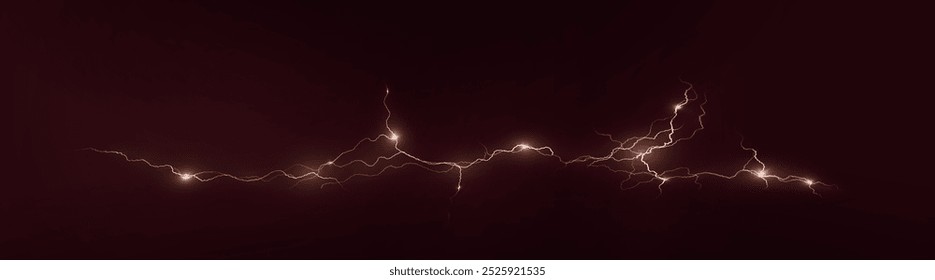 Luz roja aislada Vector rayo png. Efecto de relámpago natural realista Tormenta de trueno. Fortaleza Recargo de energía Trueno. Luz de relámpago Blitz Thunder enciende destello de tormenta	
