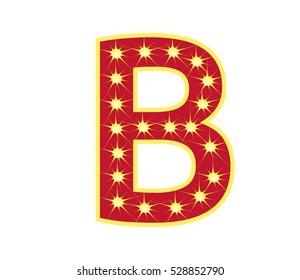 Light and red letter B on white background