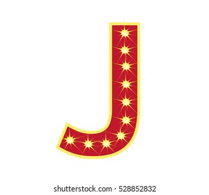 Light and red letter J on white background