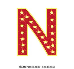 Light and red letter N on white background