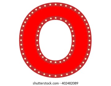 Light and red letter O on white background