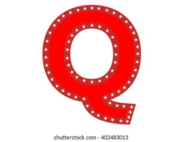 Light and red Letter Q on white background