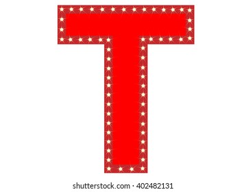 Light and red letter T on white background