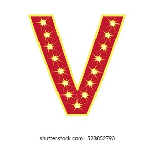 Light and red letter V on white background