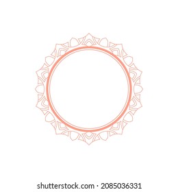 Light red ornamental circular pattern on white background. Card template design. Decorative vector frame.