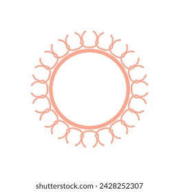 Light red ornamental circular pattern on white background. Card template design. Decorative vector frame.