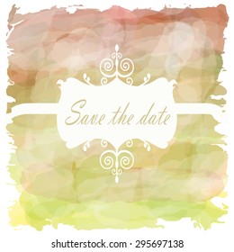 Light red pink green tone with retro vintage style and isolate on white background in summer. Love hipster wedding card