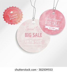 light red pink tone circle tag on mid year sale