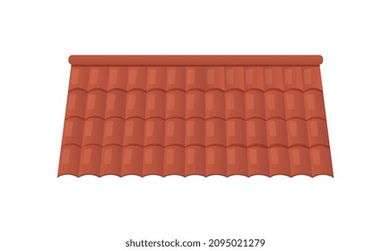 Light red roof. Graphic elements for construction website. Urban traditional texture, home decoration, real estate and modern buildings. Cartoon flat vector illustration isolated on white background
