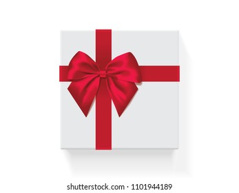 light red silk bow with ribbon decoration for gift