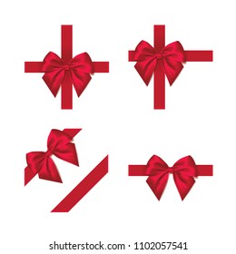 light red silk bow with ribbon decoration for gift