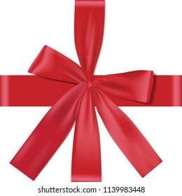 light red silk bow with ribbon decoration for gift
