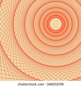 Light red tunnel,  a perspective view from inside a web pipeline, with a clear open end 