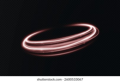 Light  red Twirl. Curve light effect of red line. Luminous blue circle. Light  red pedistal, podium, platform, table. Vector PNG. Vector illustration