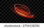 Light red Twirl. Red line curve light effect. Glowing red circle. Red light trail, vortex, wave speed, trace line twirl pedestal