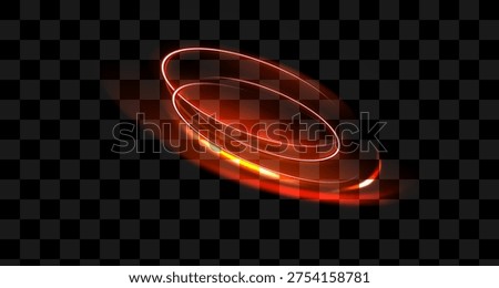 Light red Twirl. Red line curve light effect. Glowing red circle. Red light trail, vortex, wave speed, trace line twirl pedestal