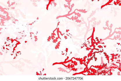 Light Red vector abstract backdrop with leaves, branches. Creative illustration in blurred style with leaves, branches. Brand new design for your business.