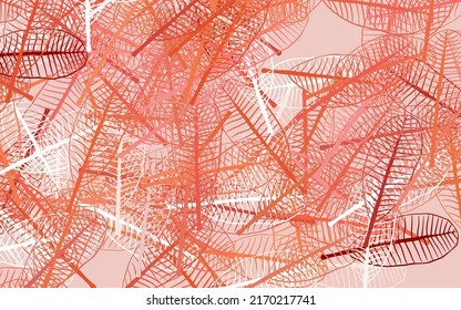 Light Red vector abstract backdrop with leaves. A vague abstract illustration with leaves in doodles style. Colorful pattern for kid's books.