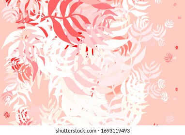 Light Red vector abstract background with leaves. leaves on elegant natural pattern with gradient. New template for your brand book.
