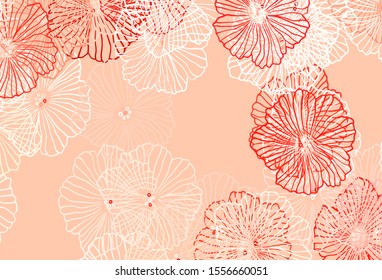 Light Red vector abstract design with leaves. Decorative design of flowers on white background. Hand painted design for web, leaflets.
