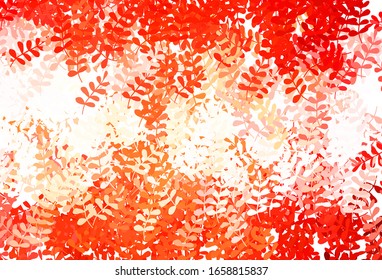 Light Red vector abstract design with leaves. leaves on blurred abstract background with gradient. Doodle design for your web site.
