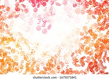 Light Red vector abstract design with leaves, flowers. Leaves, flowers in natural style on white background. Pattern for heads of websites, designs.