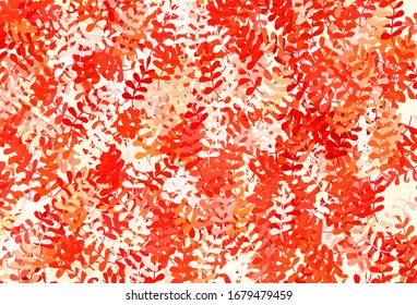 Light Red vector abstract design with leaves. leaves on blurred abstract background with gradient. Doodle design for your web site.