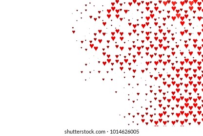 Light Red vector abstract lovely pattern with Hearts on white background. Happy Valentine's Day Greeting Card with small hearts. Stock template for your romantic ad, leaflet, banner.