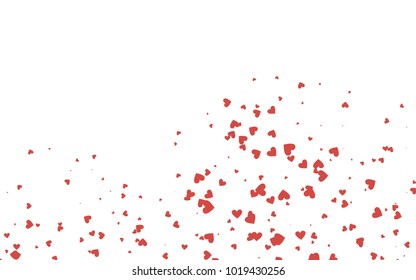 Light red vector abstract lovely pattern with Hearts on white background. Happy Valentine's Day Greeting Card with small hearts. Stock template for your romantic ad, leaflet, banner.