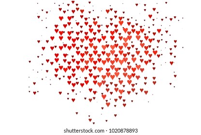 Light Red vector abstract lovely pattern with Hearts on white background. Happy Valentine's Day Greeting Card with small hearts. Stock template for your romantic ad, leaflet, banner.
