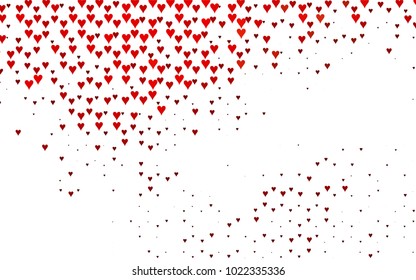 Light Red vector abstract lovely pattern with Hearts on white background. Happy Valentine's Day Greeting Card with small hearts. Stock template for your romantic ad, leaflet, banner.