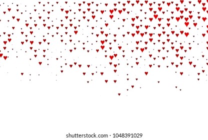 Light Red vector abstract lovely pattern with Hearts on white background. Happy Valentine's Day Greeting Card with small hearts. Stock template for your romantic ad, leaflet, banner.