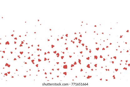 Light red vector abstract lovely pattern with Hearts on white background. Happy Valentine's Day Greeting Card with small hearts. Stock template for your romantic ad, leaflet, banner.
