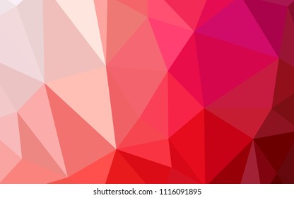 Light Red vector abstract mosaic background. Shining polygonal illustration, which consist of triangles. Brand new design for your business.