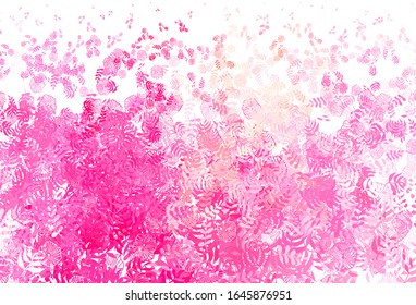 Light Red vector abstract pattern with leaves. New colorful illustration in doodle style with leaves. Brand new design for your business.
