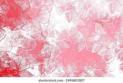 Light Red vector abstract pattern with flowers. Flowers in natural style on white background. New template for your design.