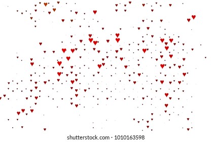 Light Red vector abstract small hearts on white background. Template for valentine day with sweet, romantic concept. Amazing pattern for your design, banner, leaflet.