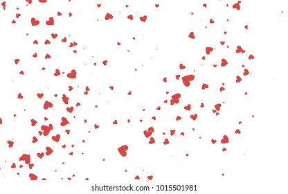 Light red vector abstract small hearts on white background. Template for valentine day with sweet, romantic concept. Amazing pattern for your design, banner, leaflet.