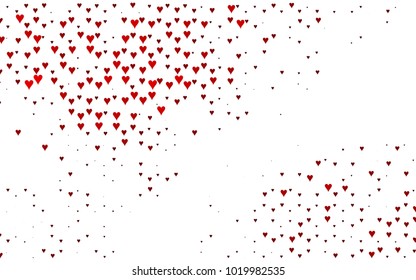 Light Red vector abstract small hearts on white background. Template for valentine day with sweet, romantic concept. Amazing pattern for your design, banner, leaflet.