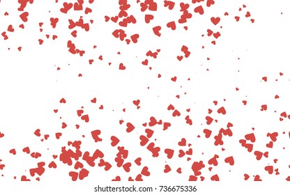 Light red vector abstract small hearts on white background. Template for valentine day with sweet, romantic concept. Amazing pattern for your design, banner, leaflet.