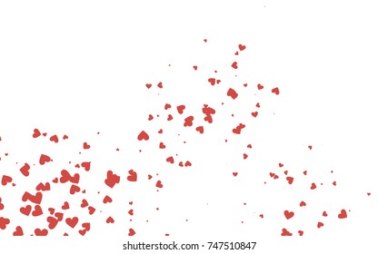 Light red vector abstract small hearts on white background. Template for valentine day with sweet, romantic concept. Amazing pattern for your design, banner, leaflet.