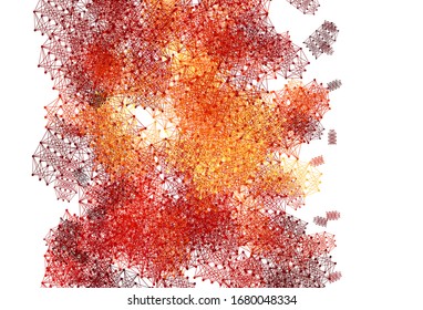 Light Red vector backdrop with artificial intelligence data. Abstract illustration with links and dots of AI. Pattern for  poster, banner of technology.