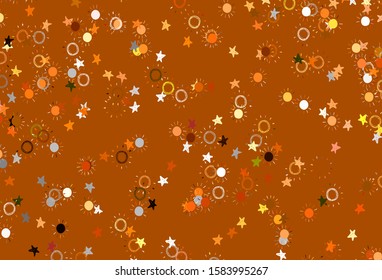 Light Red vector backdrop with bright stars, suns. Shining colored illustration with stars, suns. Best design for your ad, poster, banner.