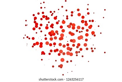 Light Red vector backdrop with dots, spots. Modern abstract illustration with colorful water drops. Pattern of water, rain drops.