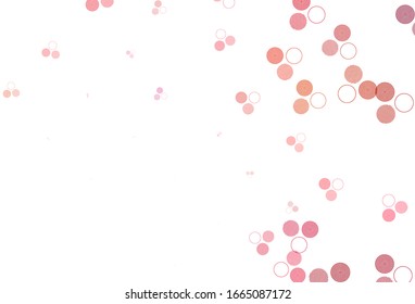 Light Red vector backdrop with dots. Glitter abstract illustration with blurred drops of rain. Design for poster, banner of websites.