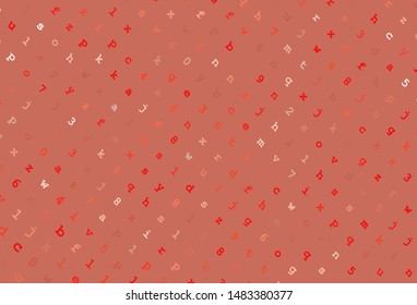 Light Red vector backdrop with english symbols. Blurred design in simple style with signs of alphabet. Pattern for school, grammar websites.