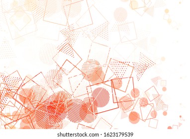 Light Red vector backdrop with lines, circles, rhombus. Glitter abstract illustration with spheres, squares, lines. Modern template for landing page.