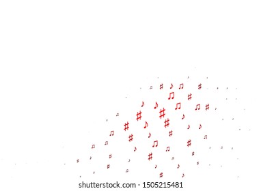 Light Red vector backdrop with music notes. Modern abstract illustration with melody keys. Pattern for websites of musitians.